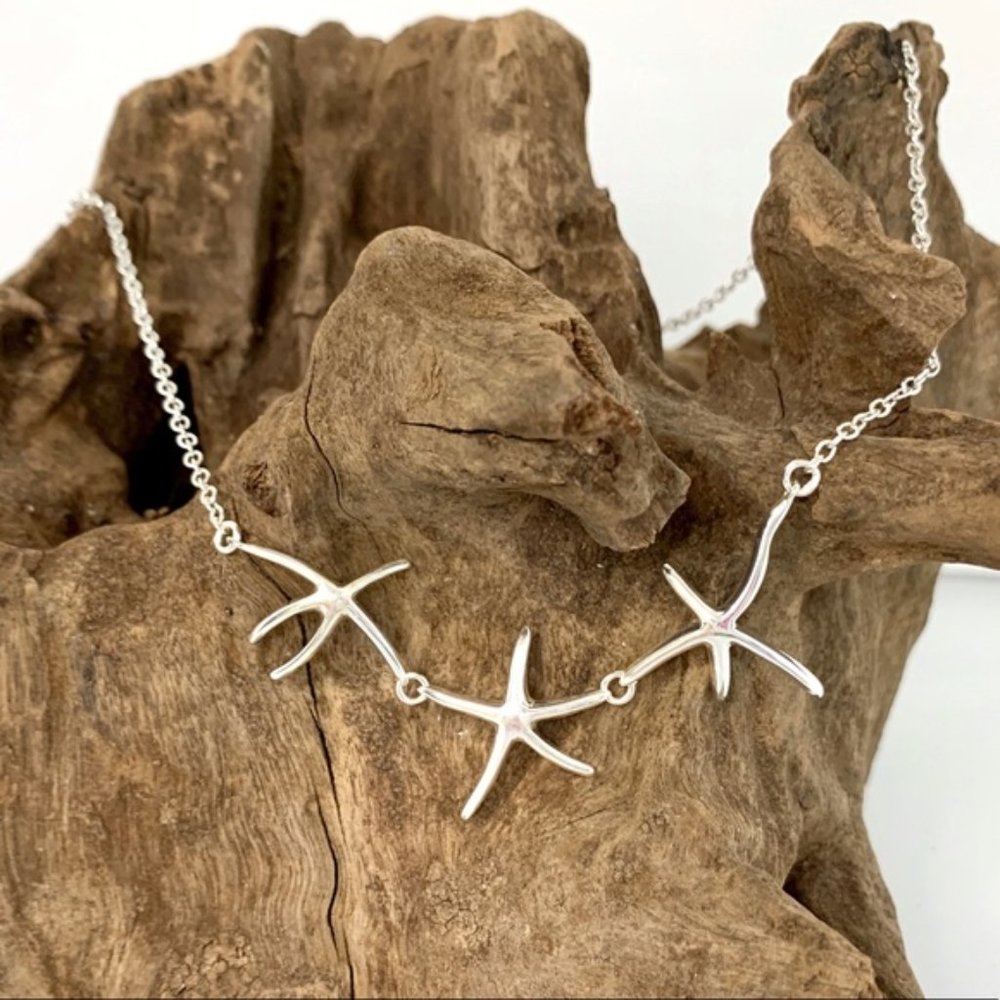 Sterling Silver Triple Starfish Necklace